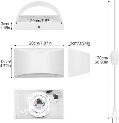 Lightess Plug in Wall Sconces 12W Modern LED Wall Light Dimmable Indoor Up Down Wall Lamp for Bedroom Living Room Hallway Staircase, Warm White