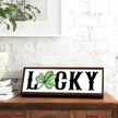 Lucky Wood Sign, Lucky Shamrocks Wooden Block Signs, Rustic Tabletop Decors, Happy St. Patrick's Day Decoration for Home Office, Housewarming Decor, Irish Gift for Women Men, 9.5x3.1x1 inches