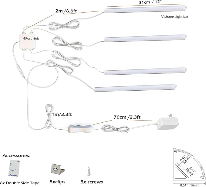 Cabinet Lighting, 4pcs 12