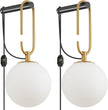 Dimmable Plug in Wall Sconces Set of 2, Modern Globe Wall Light with Rotary Dimmer Switch, Black & Gold Finish with Opal Glass Shade, 7.5Ft Cord & Dimmable G9 Bulb Included for Bedroom Bedside