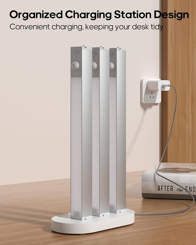 6 Pack Led Under Cabinet Lights Wireless with Charging Station, 7’’ Rechargeable Motion Sensor Light Indoor, Dimmable Closet Lights for Cabinets, Bookshelf, Stair, Hallway