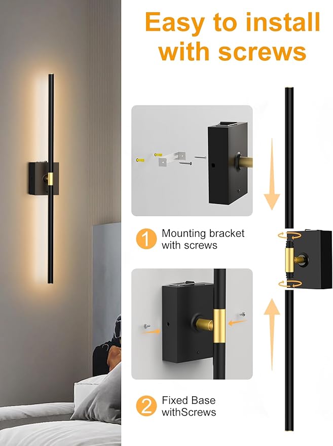 Battery Operated Wall Sconces Set of 2, 10000mAh Rechargeable Wall Lights, Easy Install 360° Rotate 3000K-6000K LED Wireless Wall Light Decor for Bedroom Living Room Hallway Picture Lighting Gallery