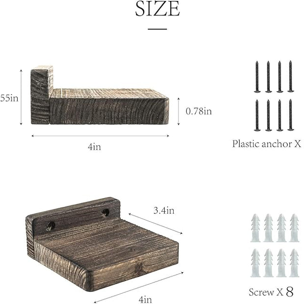 Freezing point Small Floating Shelf for Wall Set of 4 Natural Wood 4Inch Mini Wall Shelves Decor Plant Display Collectibles Mounted Kitchen Bathroom Bedroom Corner Decorative Storage Tiny Stand Brown