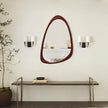 sawsile Irregular Wall Mirror for Bathroom,Wood Asymmetrical Rustic 19.5 x 30.5 inch Farmhouse Vanity Unique Walnut Decorative Large Mirror for Entryway,Bedroom,Living Room,Washroom