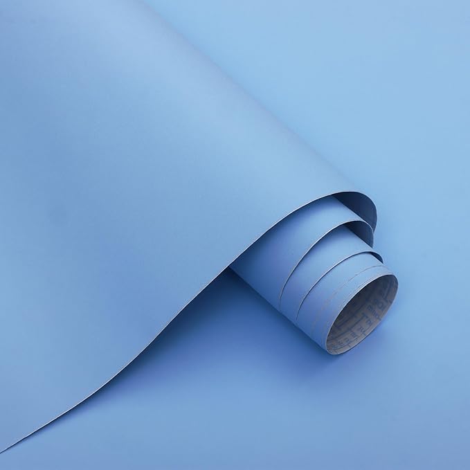 15.7" x 394" Light Blue Peel and Stick Wallpaper Blue Contact Paper Waterproof Self Adhesive Wallpaper Removable Easy to Clean Vinyl Decorative for Desk Wallcovering Furniture Cabinet