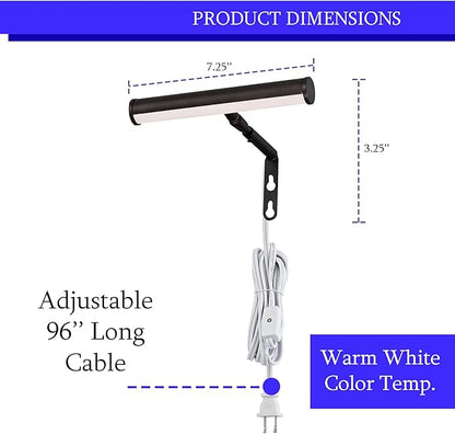 Ciata 7-Inch Picture Light with Integrated LED,3000K Warm White, 2Watt (40W Eqv) Metal Wall Mount Artwork Display Light, CRI90, 96 in Cord Length with in-line On/Off switch in Oil Rubbed Bronze Finish