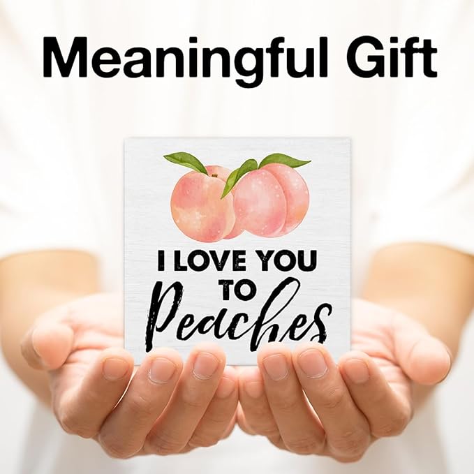 Peach Decor Peach Bathroom Decor Rustic I Love You to Peaches Wooden Sign Peach Decorations for Home Bathroom Restroom Toilet Desk Shelf Table 5 x 5 Inches