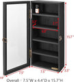 Ikee Design Wall Mounted Wooden Collectible Display Case 5 Shelf Display Storage Accessories with Tempered Glass Door, Black Color