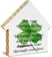 St. Patrick's Day Decor, Clover Decorations, May Your Troubles Be Less and Your Blessings Be More House Shaped Wood Block Sign, Home Decor for Desk Table Shelf, St Patricks Day Decorations