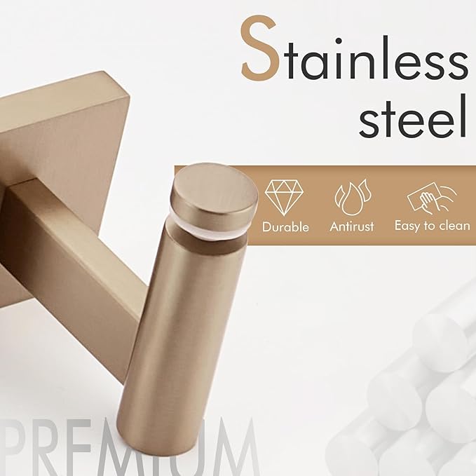 KOKOSIRI Wall Shelves Bathroom Hardware Glass Floating Shelf Small Hanging Rack Storage/Room Decor 12-Inch Champagne Bronze 2 Pack B1105CPG-L12-P2