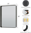 Koonmi Black Wall Mirror for Bathroom, 30x48 Inch Matte Deep Framed Rounded Rectangle Vanity Mirror for Farmhouse Living Room, Tempered Glass, Anti-Rust, Vertically or Horizontally
