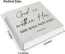 Christian Desk Decor Bible Verses Religious Gifts for Women Her, Inspirational God Is Within Her Psalm 46:5 Wooden Sign Farmhouse Christian Decorations for Home Office Desk Shelf Table
