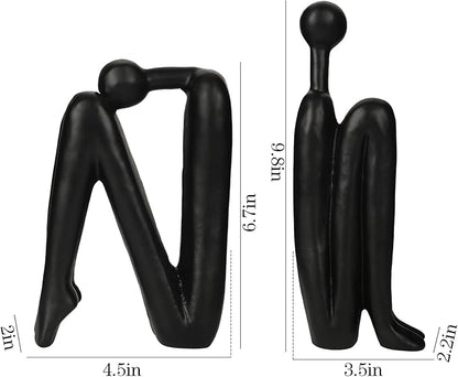Thinker Cast Iron Bookends, Heavy-Duty Decorative Book End Stoppers for Shelves, Abstract Decor Aesthetic, Smooth Finish Book Holders for Office Decor, 1 Pair/2 Pieces, 9"