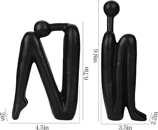 Thinker Cast Iron Bookends, Heavy-Duty Decorative Book End Stoppers for Shelves, Abstract Decor Aesthetic, Smooth Finish Book Holders for Office Decor, 1 Pair/2 Pieces, 9"