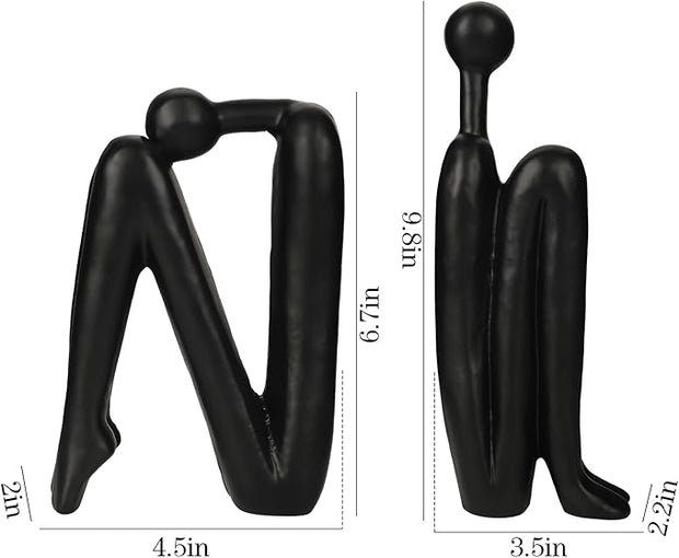 Thinker Cast Iron Bookends, Heavy-Duty Decorative Book End Stoppers for Shelves, Abstract Decor Aesthetic, Smooth Finish Book Holders for Office Decor, 1 Pair/2 Pieces, 9"