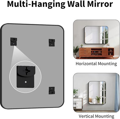 Koonmi Black Framed Bathroom Mirror - 36x48 Inch Shatterproof Tempered Glass Vanity Mirror for Bathroom Sink, Wall Mounted with Matte Aluminum Alloy Frame, No Distortion, Modern Decor