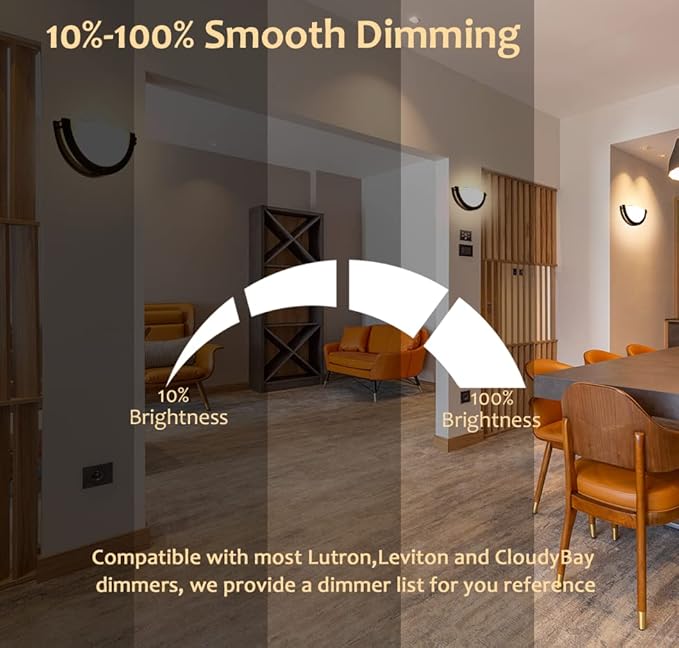 CLOUDY BAY 12 inch Wall Lamp,CRI90+15W 3000K/4000K/5000K Color Temperature Adjustable Dimmable Wall Sconce,LED Half Moon Wall Fixture, Oil Rubbed Bronze