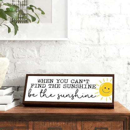 When You Can't Find the Sunshine Be the Sunshine Sign, Positive Wood Sign, Rustic Decor Signs, Modern Farmhouse Home Decor, Sun Decoration for Bedroom, Living Room Shelves Decoration
