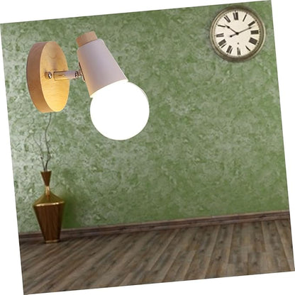 Mikikit Minimalist Solid Wood Wall Lamp Modern Decorative Light Fixture for Bedroom Living Room and Hallway White Finish No Bulb Included