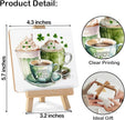 St Patricks Day Kitchen Decor - St Patricks Day Coffee Bar Decor - Irish Coffee Wood Sign with Easel Home Kitchen Desk Tabletop Shelf Tiered Tray Decorations