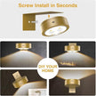 3Pack Wireless Picture Light,Battery Operated Painting Light with Remote,Magnetic Timer Display Art Lamp for Wall,Dimmable Picture Frame Light for Frame Artwork,Wall Decor Puck Lights-Gold
