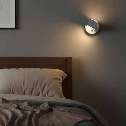 URSOLA Battery Operated Wall Sconce with Remote, LED Rechargeable Battery Wall Light with 9000mAh 3CCT and Dimmable Magnetic 360° Rotation Cordless Light for Bedroom（Grey）