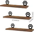 Lavezee Paw Prints Wall Decor Floating Shelves Set of 3, Cute Rustic Wooden Shelf Decorative Living Room, Bedroom, Bathroom, Log Cabin Shelving Wall Mounted