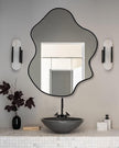 CULER Irregular Black Bathroom Wall Mirror,22 x 30 Inch Asymmetrical Vanity Modern Tempered Glass Mirror for Bedroom,Living Room,Entryway