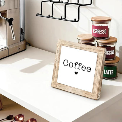 Coffee Bar Station Decor Sign Minimalist Coffees Plaque Handcrafted Wooden Wall Decor Rustic Cafe Style Sign For Home Kitchen Office Bar Wooden Cafe Decoration Ideal Coffee Lover Gift 5.9x5.9 Inch