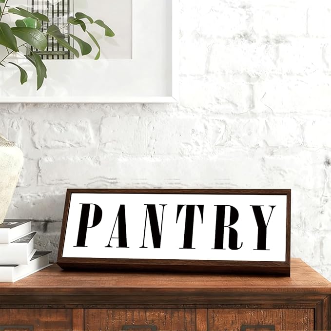 Pantry Sign, Rustic Decorative Wooden Box Signs, Framed Wooden Plaque Sign Decor, Funny Kitchen Decoration, Farmhouse Home Decor for Kitchen Shelf, Pantry Room Decors, Housewarming Gift