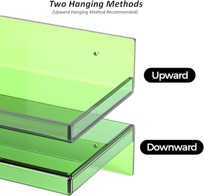 Floating Shelves for Wall Acrylic Wall Shelves for Bedroom Bathroom Living Room Kitchen 16.5X5.5'', Pack of 2, Turquoise Green