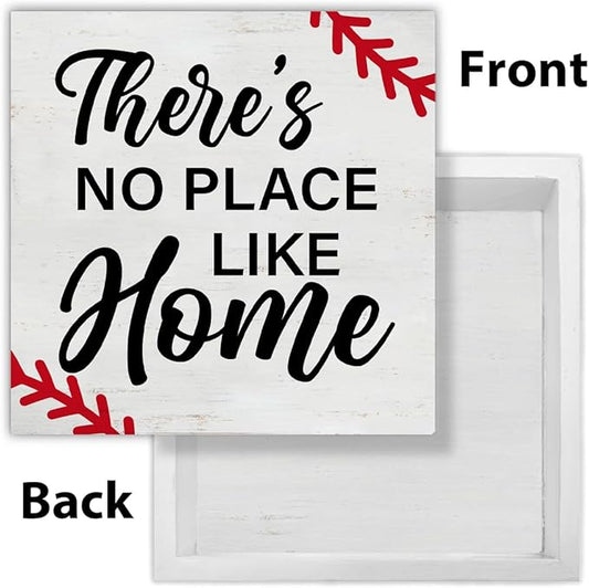 Baseball Decor There's No Place Like Home Wooden Sign Decorations Home Living Room Desk Table Shelf Decor 5×5 Inches, Gifts for Baseball Lover