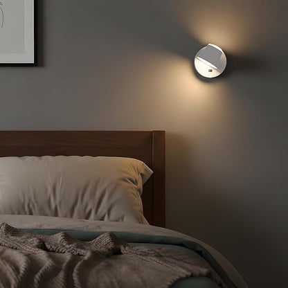 URSOLA Battery Operated Wall Lights Set of Two, LED Rechargeable Battery Wall Sconce with 9000mAh 3CCT and Dimmable Magnetic 360° Rotation Cordless Light for Bedroom（White）