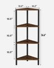 TUTOTAK Corner Shelf, 4-Tier Corner Bookshelf for Small Space, Narrow Display Corner Shelf Stand with Storage Rack, for Living Room, Bedroom, Rustic Brown BS05BB004