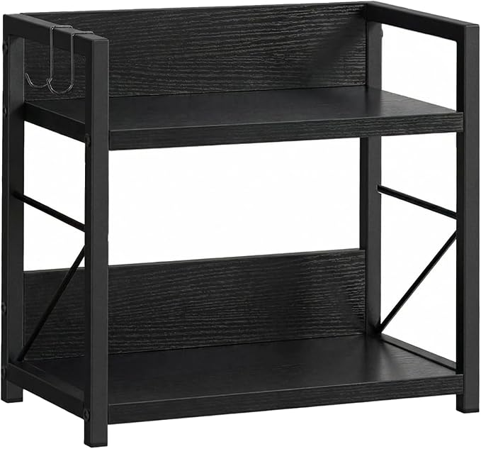 2 Tier Kitchen Counter Shelf Organizer, Coffee Bar Station Organizer, Space Saving Spice Rack, Countertop Shelf for Home Countertop Kitchen Office (Black)