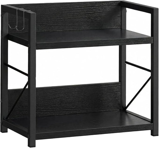 2 Tier Kitchen Counter Shelf Organizer, Coffee Bar Station Organizer, Space Saving Spice Rack, Countertop Shelf for Home Countertop Kitchen Office (Black)