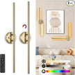 Battery Operated Wall Sconce Set of Two,Wireless Magnetic Wall Lights with Remote, 360°DIY Rotatable 5CCT Dimmable with Timer,RGB Cordless Wall Gold Sconces Decor for Vanity Bedroom Hallway 10000mAh