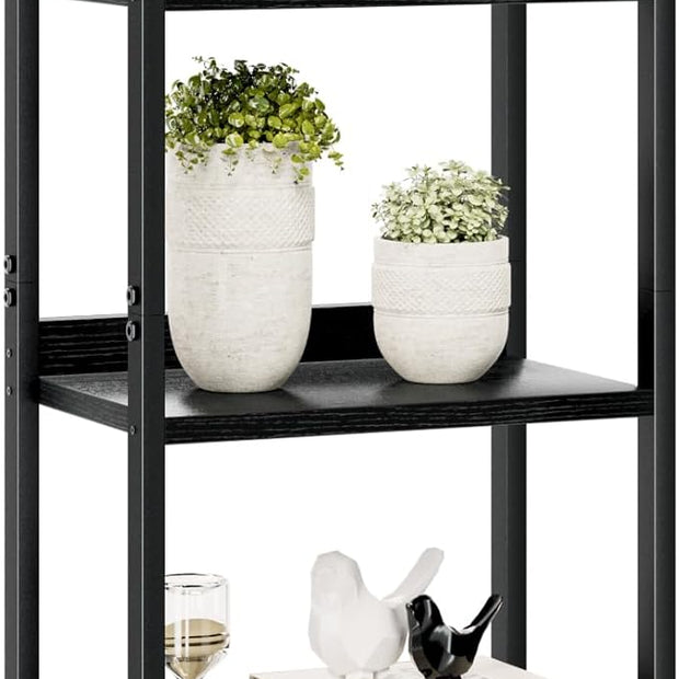 NUMENN Narrow Bookshelf, 3 Tier Bookshelves, Home Office Bookcase Shelf Storage Organizer, Free Standing Storage Shelving Unit for Bedroom, Living Room and Home Office, Black