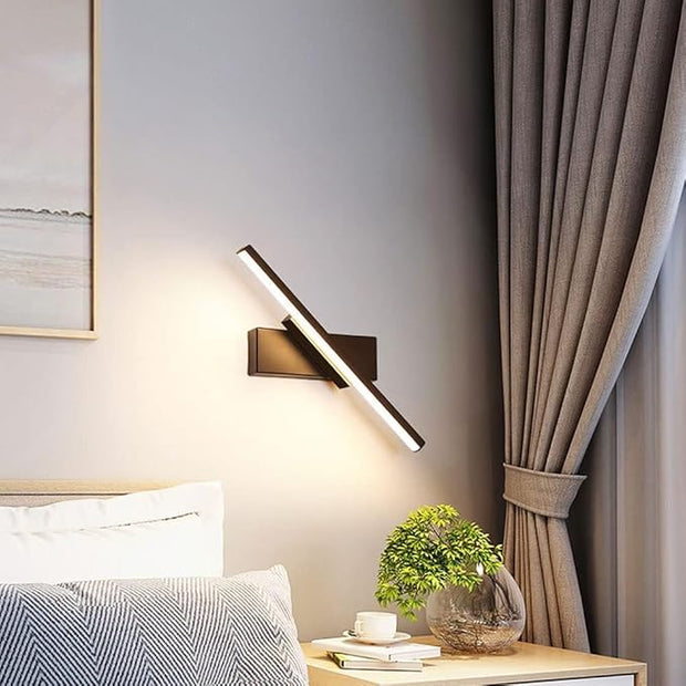 Modern Linear LED Wall Sconce 3 Color Change Minimalist Wall Lamp 30cm Length Black White Rotatable Lighting for Living Room Corridor Hallway Indoor Wall Mounted Light Fixture(Black)