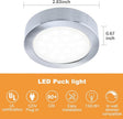 LUMILAND Wired LED Puck Lights (2.7Wx3) Plug-in Lighting Natural White (4000K), LED Cabinet Light for Kitchen Can Be Surface Mount or Recess Mount, Satin Nickle