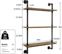 3-Tier Industrial Pipe Floating Shelf – Rustic 24 inch Wood Wall-Mounted Storage Shelf for Kitchen Office,Bathroom & Home Decor -Walnut