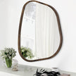 Asymmetrical Mirror Irregular Oval Wall Mirror Modern Wood Frame Unique Shape Wall Mounted Vanity Artistic Mirror Decorative for Living Room Bedroom Bathroom Entryway Hallway 20