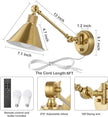 TRLIFE Dimmable Wall Sconce with Remote Control, Brushed Brass Plug in Wall Sconces Adjustable Color Temperature 2700K-6000K, Swing Arm Wall Lights with Plug in Cord, UL Listed(2 Pack, 2 Bulbs)
