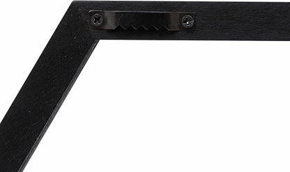WONFUlity Hexagon Floating Shelves Honeycomb Wall Mounted Wood Farmhouse Storage for Bathroom, Kitchen, Bedroom, Living Room - Driftwood Finish Wall Decor, Black