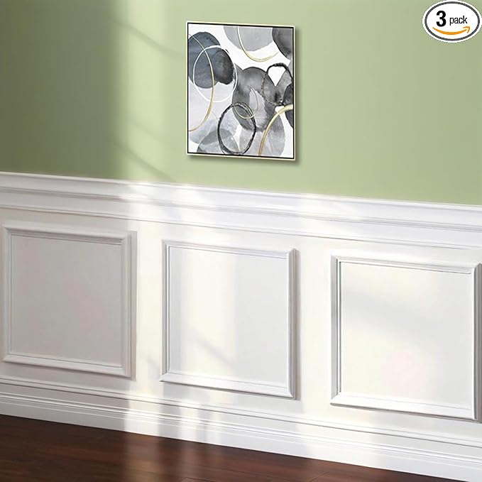 3 Set Peel and Stick Wall Molding Kit, 24" x 24" Premade Self Adhesive Wainscoting Panels, Ready to Assemble Accent Molding Trim for Interior Wall Moulding Decor