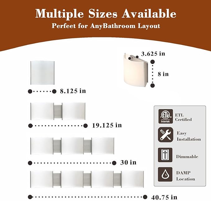 8 inch LED Wall Sconce Lights, Indoor Wall Decro Lighting, 1-Light Wall Light Fixture for Hallway Stairwell Bedroom Living Room Picture Decor Lighting, Support Dimmable