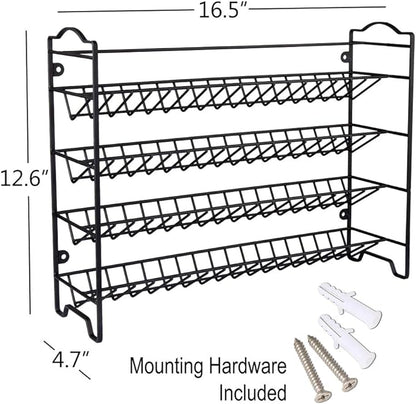SWOMMOLY Spice Rack Organizer with 36 Empty Square Spice Jars, 396 Spice Labels with Chalk Marker and Funnel Complete Set, for Countertop, Cabinet or Wall Mount, Black