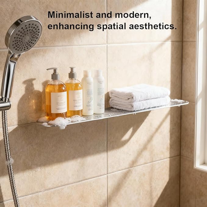 304 Stainless Steel Shelf Bathroom Shower Floating Shelves Wall Mounted Shower Caddy Basket Shelf Storage Organizer Shelves for Bathroom, Kitchen, Silver,19.7 Inch/ 50 cm
