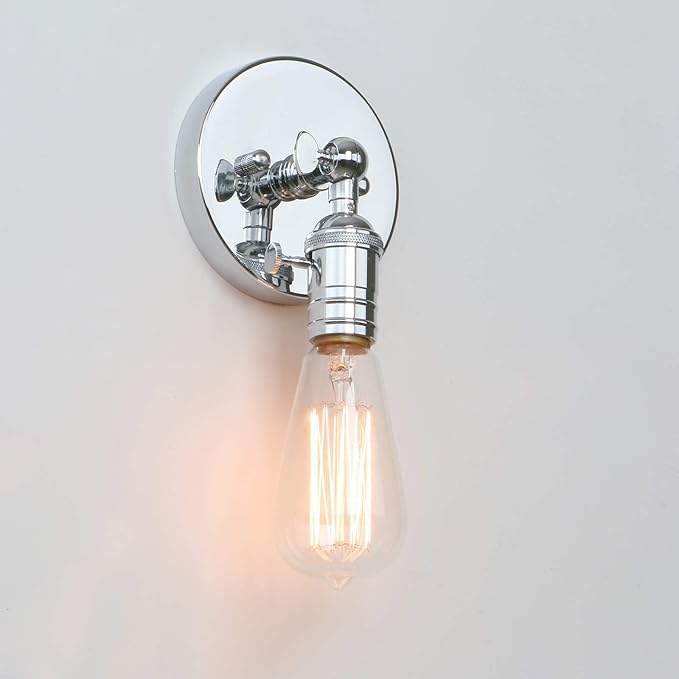 Permo Minimalist Single Socket 1- Light Wall Sconce Lighting with On/Off Switch (Chrome)