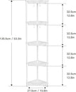 Orimade Rustproof 5 Tier Floor Standing Corner Shower Caddy Organizer, Plastic Metal Splicing Floor Corner Shelf Rack Stands for Bathroom, White
